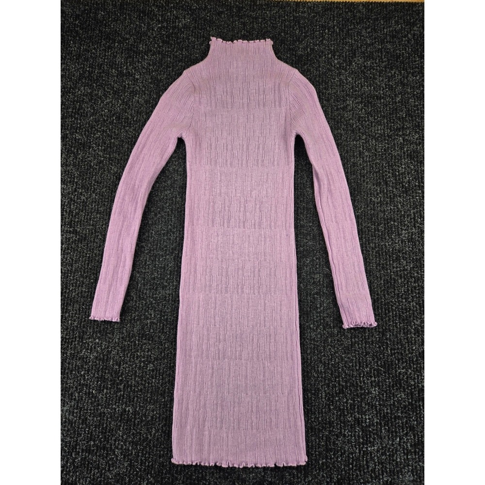 Princess Polly Lavender Ribbed Mock Neck‎ Lettuce Edge Mini Dress Purple M/L
